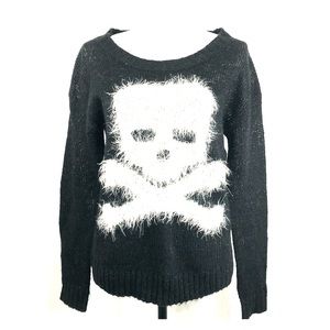 Black Sweater w/Skull and Metallic Detail